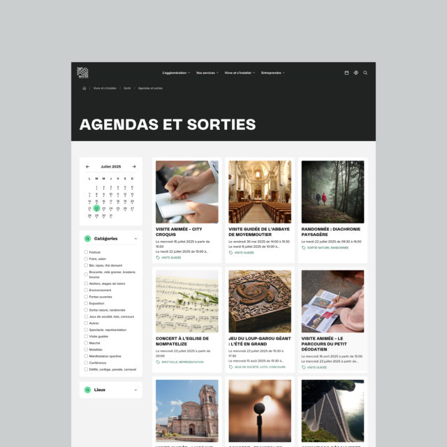 Page Agendas et sorties
